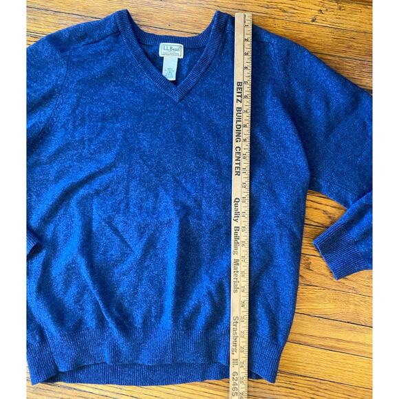L L Bean Lambswool Sweater V Neck Mens Large Blue - Picture 6 of 10